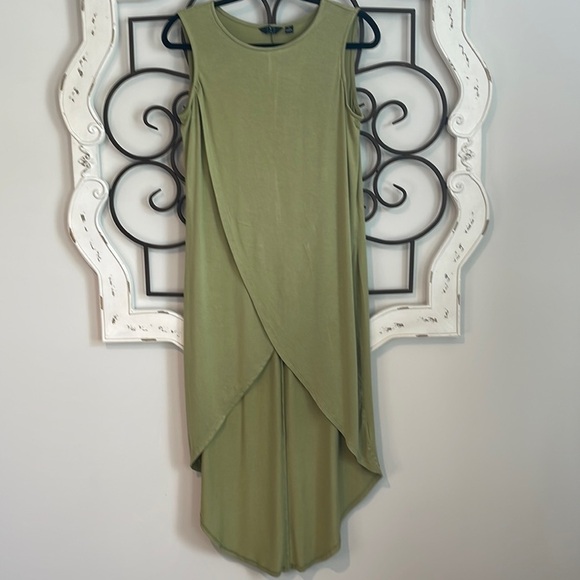 G. BY GIULIANA STRETCH HIGH LOW MIDI DRESS OLIVE GREEN SIZE MEDIUM - Picture 1 of 8